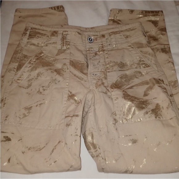 Anthropologie The Wanderer Gold Paint Brush Utility Pant Size 26 - Picture 7 of 12